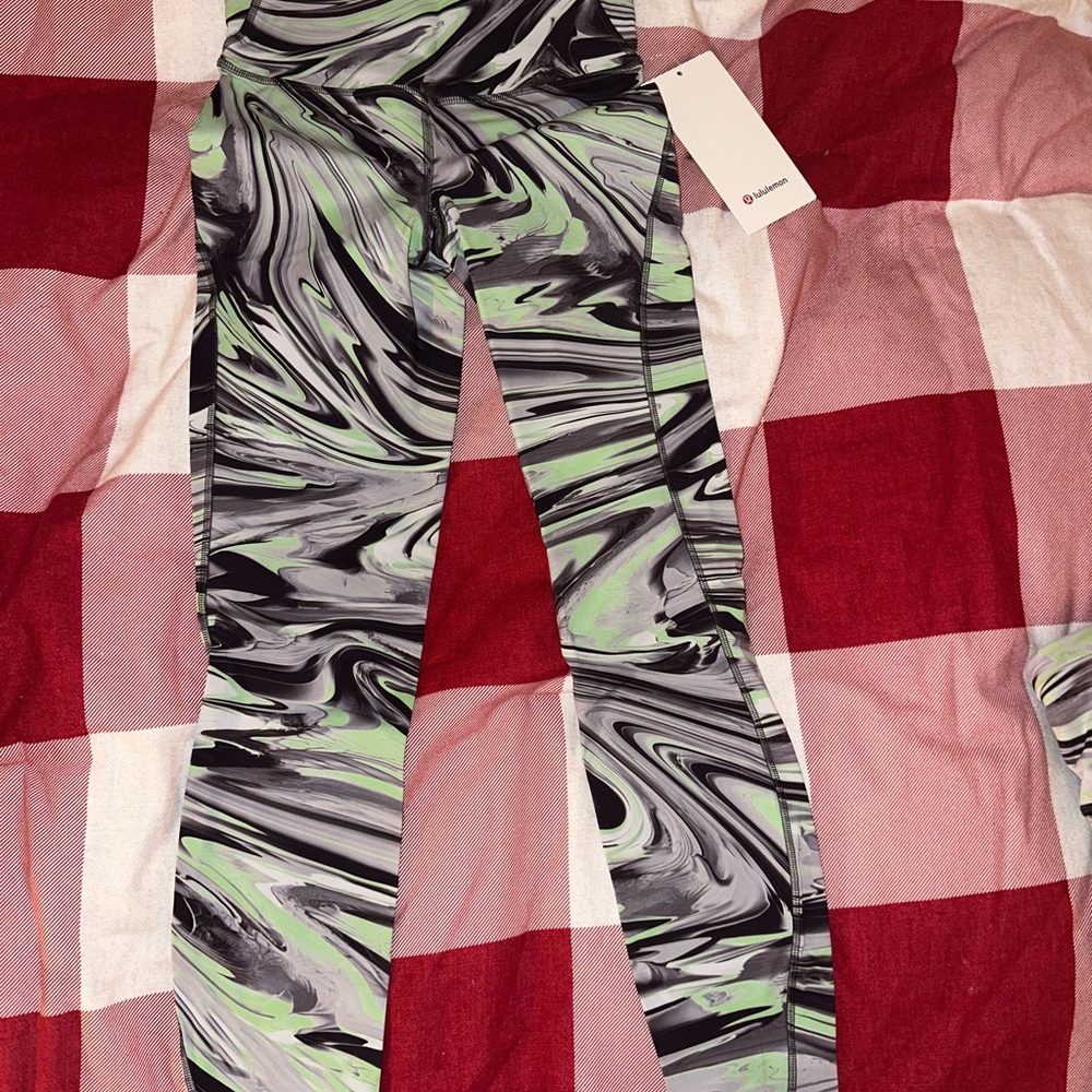lululemon athletica Swirl Pattern Leggings - Black, Gray, Green